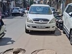 The cave in near Arya School Road in Ludhiana. (HT Photo)