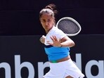 Vaishnavi Adkar during the Billie Jean King Cup, at Delhi lawn tennis association complex, New Delhi. (DLTA)