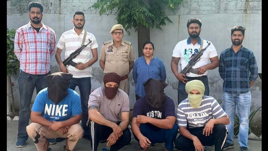 The accused in police custody in Khanna on Thursday. (HT Photo)
