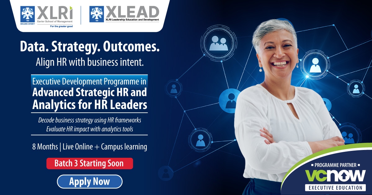 Gain exposure to analytical tools and strategic frameworks to align HR decisions with business priorities with the Executive Development Programme in Advanced Strategic HR and Analytics for HR Leaders. (XLRI) Gain exposure to analytical tools and strategic frameworks to align HR decisions with business priorities with the Executive Development Programme in Advanced Strategic HR and Analytics for HR Leaders. (XLRI)
