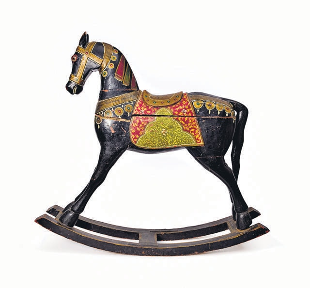 A wooden rocking horse from Elveden Hall, the Suffolk estate of Maharaja Duleep Singh (1838–93). It was made in India. A wooden rocking horse from Elveden Hall, the Suffolk estate of Maharaja Duleep Singh (1838–93). It was made in India.