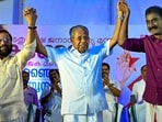 Thiruvananthapuram: Kerala Chief Minister Pinarayi Vijayan, centre, during a public meeting in support of LDF candidates, ahead of the state Assembly elections, in Thiruvananthapuram, Kerala, Tuesday, March 31, 2026. (PTI Photo)
Thiruvananthapuram: Kerala Chief Minister Pinarayi Vijayan, centre, during a public meeting in support of LDF candidates, ahead of the state Assembly elections, in Thiruvananthapuram, Kerala, Tuesday, March 31, 2026. (PTI Photo)