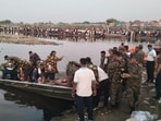 Rescue operation at KC Ghat in Vrindavan on Friday. (Sourced) Rescue operation at KC Ghat in Vrindavan on Friday. (Sourced)
