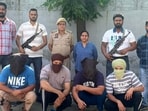 The accused in police custody in Khanna on Thursday. (HT Photo) The accused in police custody in Khanna on Thursday. (HT Photo)