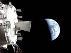 This screengrab from a NASA livestream shows the Orion spacecraft on its way back to the Earth on April 10, 2026. The Artemis II astronauts were preparing April 10 for a high-stakes re-entry and splashdown, the final and perhaps most risky step of their historic 10-day journey around the Moon. This screengrab from a NASA livestream shows the Orion spacecraft on its way back to the Earth on April 10, 2026. The Artemis II astronauts were preparing April 10 for a high-stakes re-entry and splashdown, the final and perhaps most risky step of their historic 10-day journey around the Moon.