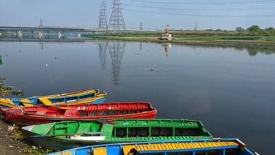 New Delhi, India - April 8, 2026: Clouds and clear sky seen over River Yamuna, in New Delhi, India, on Wednesday, April 8, 2026. (Hindustan Times) New Delhi, India - April 8, 2026: Clouds and clear sky seen over River Yamuna, in New Delhi, India, on Wednesday, April 8, 2026. (Hindustan Times)