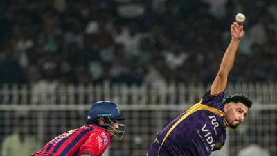 Vaibhav Arora removed Markram and Marsh in one over. He had 13 to defend in the last over. He did well but Mukul Choudhary was too good. (PTI) Vaibhav Arora removed Markram and Marsh in one over. He had 13 to defend in the last over. He did well but Mukul Choudhary was too good. (PTI)