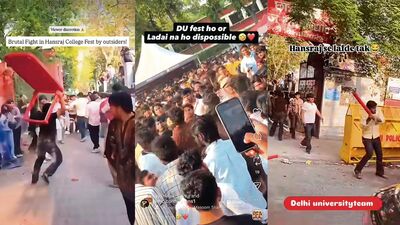 Several videos are going viral on social media, showing violence that erupted outside Hansraj College on Thursday. (Photos: Instagram) Several videos are going viral on social media, showing violence that erupted outside Hansraj College on Thursday. (Photos: Instagram)