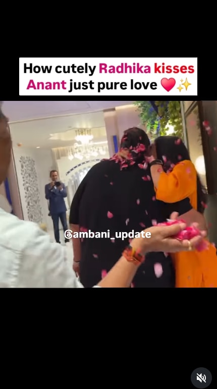 Radhika Merchant kissing Anant Ambani. (Screengrab (Instagram)) Radhika Merchant kissing Anant Ambani. (Screengrab (Instagram))