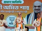 Union home minister Amit Shah launches BJP's manifesto for the upcoming West Bengal Assembly elections 2026 in Kolkata.