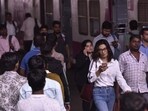 Mumbai, India - February 1, 2019: Commuters aboard from local train at Chatrapati Shivaji Maharaj Terminus (CSMT) during the presentation of Budget 2019,at CSMT in Mumbai, India, on Friday, February 1, 2019. (Photo by Anshuman Poyrekar/Hindustan Times) (Anshuman Poyrekar/HT Photo)