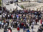 Workers continued the agitation on Saturday. (PTI)