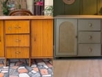 Step-by-step process to tranform old console table into a masterpiece. Step-by-step process to tranform old console table into a masterpiece.