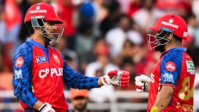 Despite momentum being in their facour, Priyansh Arya and Prabhsimran Singh couldn't afford early wickets and needed a fast start – and got just that. Arya raced away to a 16-ball fifty, and the pair combined for 93/0 in the powerplay – matching the earlies effort. (ANI Pic Service) Despite momentum being in their facour, Priyansh Arya and Prabhsimran Singh couldn't afford early wickets and needed a fast start – and got just that. Arya raced away to a 16-ball fifty, and the pair combined for 93/0 in the powerplay – matching the earlies effort. (ANI Pic Service)