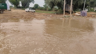 Several areas were completely submerged in water even after light rain on Tuesday. (HT)