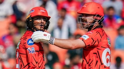 They have scored 125 in the powerplay in the past, and in Mullanpur, ‘Travishek’ joined forces once again to provide a fast start. They hammered 105/0 in the first six overs, scoring at a crisp rate and putting Punjab's quality new ball attack under the pump. (PTI) They have scored 125 in the powerplay in the past, and in Mullanpur, ‘Travishek’ joined forces once again to provide a fast start. They hammered 105/0 in the first six overs, scoring at a crisp rate and putting Punjab's quality new ball attack under the pump. (PTI)