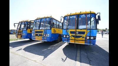 Punjab chief minister Bhagwant Mann had recently flagged off the newly inducted 250 buses that were fabricated in Rajasthan. (HT)