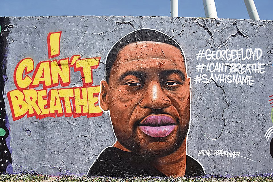 A mural created in memory of George Floyd. (Wikimedia Commons)