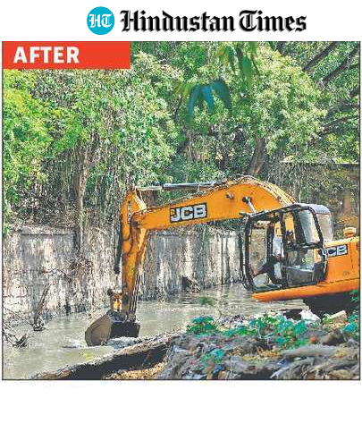 At Delhi Gate, more than 21,000 metric tonnes of silt have been removed. (HT GFX) At Delhi Gate, more than 21,000 metric tonnes of silt have been removed. (HT GFX)
