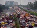 Over 100,000 two-wheelers registered in 2025 alone; private mobility dominates as city plans 15 EV charging and 10 battery-swapping stations. (HT Archive)