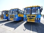 Punjab chief minister Bhagwant Mann had recently flagged off the newly inducted 250 buses that were fabricated in Rajasthan. (HT)