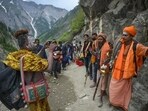 The annual pilgrimage to the holy cave shrine of Amarnath in south Kashmir will commence on July 3 and conclude after 57 days on August 28 on the occasion of Raksha Bandhan, lieutenant governor Manoj Sinha said on Sunday. (PTI File)