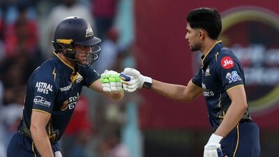 An 84-run partnership which had minimal risk and no need for urgency, but was full of skill and class – both batters fell before they could take GT home, but Sundar's late cameo meant GT took the points and overtook LSG. (REUTERS)