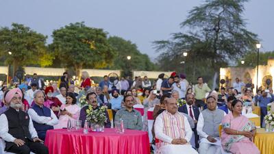 Delhi LG Taranjit Singh Sandhu with Delhi CM Rekha Gupta during the ‘Rhythm of Spring’ cultural program (@gupta_rekha)