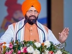 Haryana Chief Minister Nayab Singh Saini addresses a gathering during the inauguration of Baisakhi Festival 2026, in Kurukshetra. (PTI)