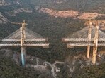 The two cable-stayed bridges were connected in mid-March, officials said