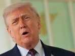 US President Donald Trump speaks with the media.