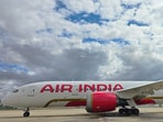 The plane at San Bernardino in the US before take-off for Delhi.