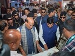 Defence Minister Rajnath Singh and Chief Minister Mohan Yadav review exhibition stalls showcasing farm-linked products and innovations at the Unnat Krishi Mahotsav in Raisen.