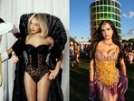 Sabrina Carpenter in custom Dior; Influencer Maddie Web in custom Sajda