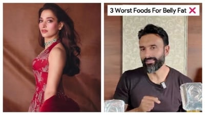 Find out from Tamannaah Bhatia's fitness trainer which foods you need to avoid if you want to avoid getting belly fat. (Picture credit: Instagram) Find out from Tamannaah Bhatia's fitness trainer which foods you need to avoid if you want to avoid getting belly fat. (Picture credit: Instagram)