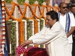 BSP chief Mayawati pays tribute to Dr BR Ambedkar on his 135th birth anniversary in Lucknow on April 14. (Sourced) BSP chief Mayawati pays tribute to Dr BR Ambedkar on his 135th birth anniversary in Lucknow on April 14. (Sourced)
