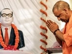 Chief minister Yogi Adityanath during a programme organised by Ambedkar Mahasabha in Lucknow on Tuesday. (ANI)