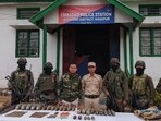 Manipur police also recovered one service pistol along with ten 9mm ammunition. (HT sourced photo) Manipur police also recovered one service pistol along with ten 9mm ammunition. (HT sourced photo)