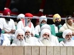 Members of Sikh religious sects gather at the Punjab Vidhan Sabha in Chandigarh for a special session on the “Jaagatjot Sri Guru Granth Sahib Satkar (Amendment) Bill, 2026” on Monday. (Ravi Kumar/HT)
