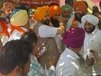 The protest reflected continuing unrest over land pooling and compensation concerns. (HT Photo)