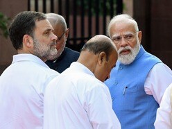New Delhi, Apr 11 (ANI): Prime Minister Narendra Modi interacts as he arrives to pay a tribute to Mahatma Jyotiba Phule on his 200th birth anniversary at Prerna Sthal on the Parliament premises, in New Delhi on Saturday. Vice President CP Radhakrishnan, Lok Sabha LoP Rahul Gandhi, and others also present. (ANI Photo/Naveen Sharma)