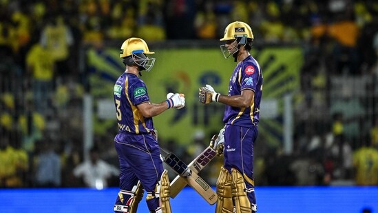 Ajinkya Rahane and Angkrish Raghuvanshi stitched together a partnership dragging KKR back into the game.(AFP)