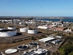 An aerial photo taken on April 4, 2026 shows the Geelong Oil Refinery, one of two oil refineries remaining in Australia.