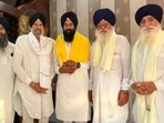 Shiromani Akali Dal’s Haryana chief Harkesh Singh Mohri with party workers and community members during a Baisakhi event.