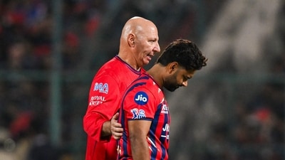 Rishabh Pant picked up an elbow injury off the bowling of Josh Hazlewood. He had to go back to the dugout. Later he returned to the field to bat but all he could score was one run. LSG were bowled out for 146 off the last delivery of their innings. (ANI Pic Service) Rishabh Pant picked up an elbow injury off the bowling of Josh Hazlewood. He had to go back to the dugout. Later he returned to the field to bat but all he could score was one run. LSG were bowled out for 146 off the last delivery of their innings. (ANI Pic Service)