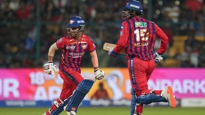 Ayush Badoni and Mukul Choudhary added 35 runs for the fifth wicket. Badoni made 36, while Choudhary made 39. Their stand promised big for LSG but then Badani fell. (AP) Ayush Badoni and Mukul Choudhary added 35 runs for the fifth wicket. Badoni made 36, while Choudhary made 39. Their stand promised big for LSG but then Badani fell. (AP)