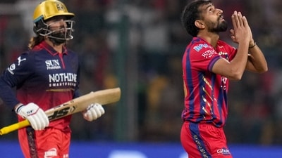Prince Yadav took three wickets, including those of Rajat Patidar and Jitesh Sharma in one over. Even though his team lost, he was on point. (PTI) Prince Yadav took three wickets, including those of Rajat Patidar and Jitesh Sharma in one over. Even though his team lost, he was on point. (PTI)