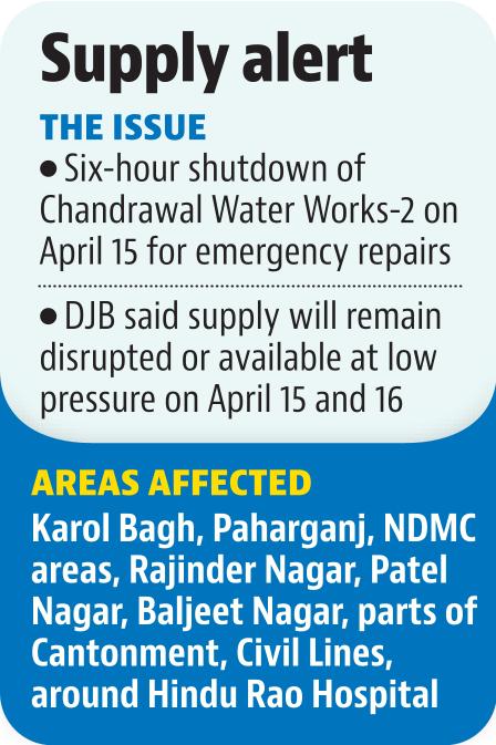 The water utility said supply will remain disrupted or available at low pressure on April 15 and 16. The water utility said supply will remain disrupted or available at low pressure on April 15 and 16.