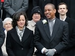 Lt. Gov. Justin Fairfax, right, and his wife, Cerina, at the inauguration of Gov. Ralph Northam at the Capitol in Richmond