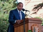 Virginia Lt. Governor Justin Fairfax (D-VA) delivers a speech during the Day of Healing and Nationwide Bell Ringing Ceremony 